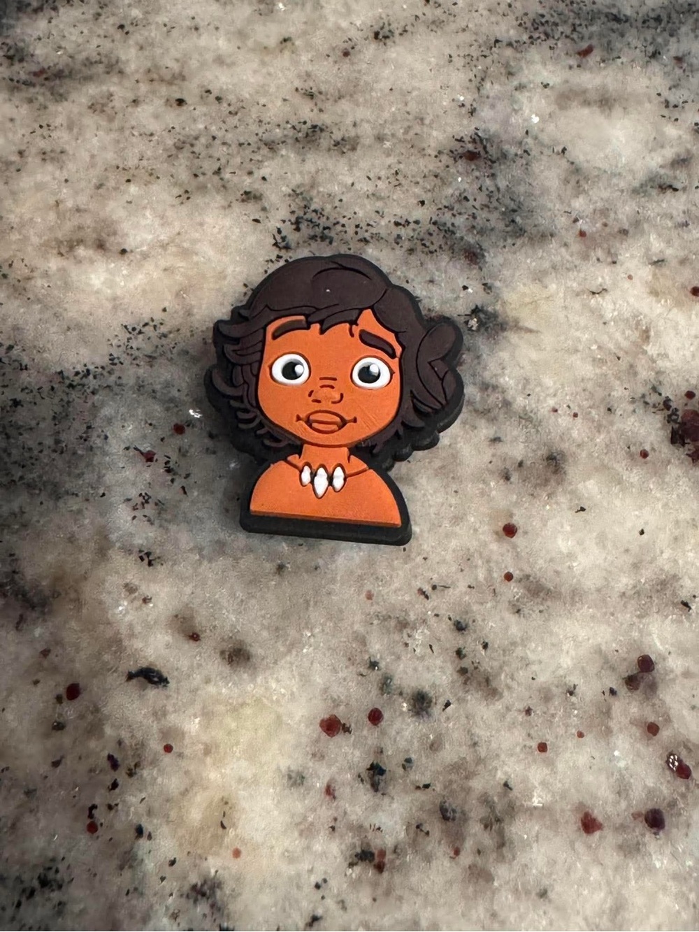CROCS Moana Orange Cartoon Girl Jibbitz Charm with Dark Brown Hair